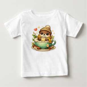 Bebé Camiseta de amante del café de perezoso acogedor l