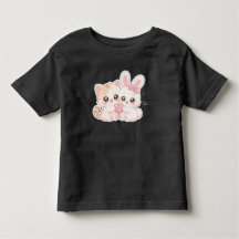 Camiseta de amigos inseparables gatito y conejito