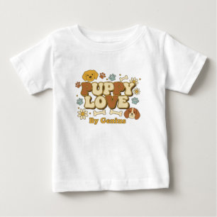Bebé Camiseta de Amor de Cachorro, Corte Retro Groovy 7
