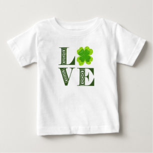 Bebé Camiseta de amor de trébol de trébol verde irlandé