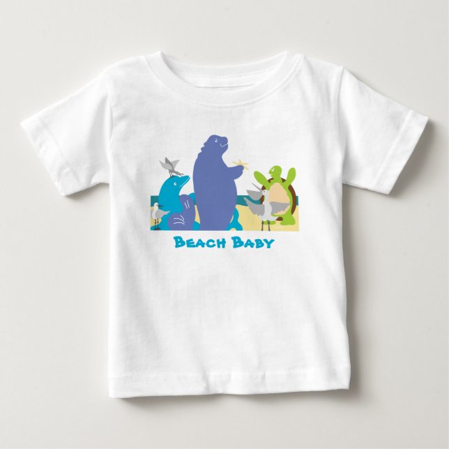 Bebé Camiseta de animales marinos de playa (Anverso)