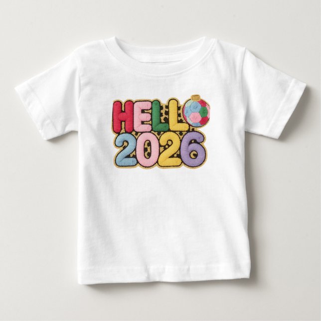 Bebé Camiseta de Año Nuevo con Estilo de Bordado Acoged (Anverso)
