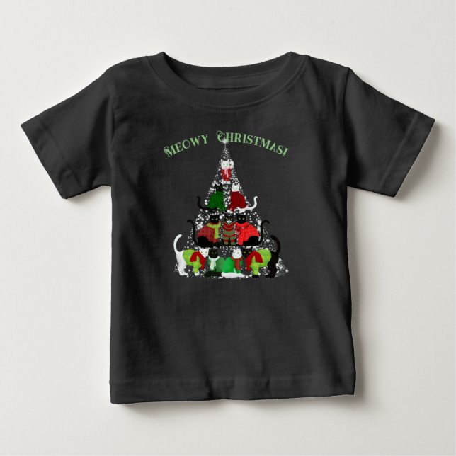 Bebé Camiseta de árbol de Navidad kitty (Anverso)