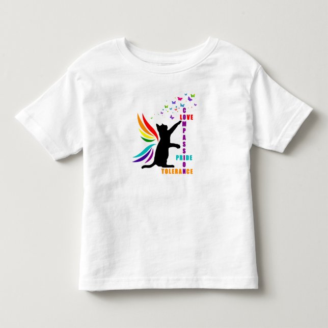 Bebé Camiseta de arcoíris de orgullo para niños con gat (Anverso)