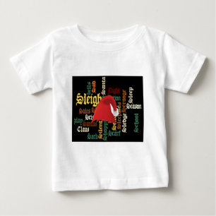 Bebé Camiseta de arte de palabras de Santa Hat