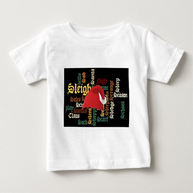Bebé Camiseta de arte de palabras de Santa Hat (Anverso)