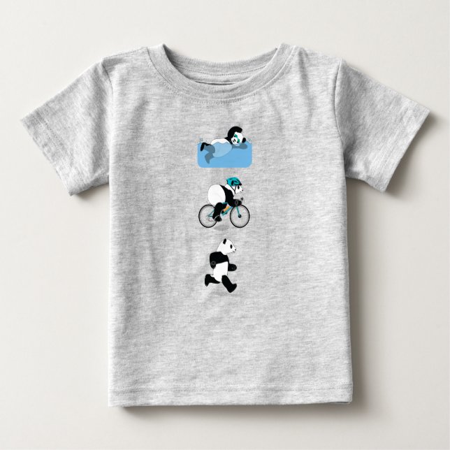 Bebé Camiseta de Babys del Triathlon de la panda (Anverso)