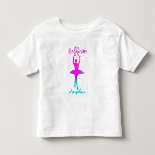 Bebé Camiseta de bailarina personalizada turquesa rosa