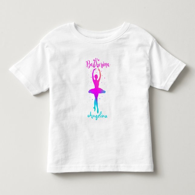 Bebé Camiseta de bailarina personalizada turquesa rosa (Anverso)