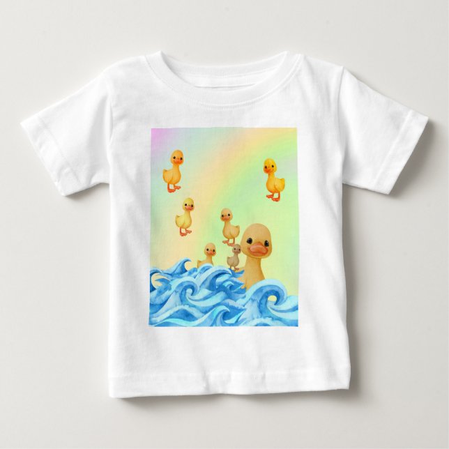 Bebé Camiseta de bebés con madre y patitos (Anverso)