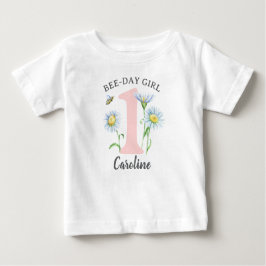 Bebé Camiseta de Bee-Day Girl con rosado y margaritas
