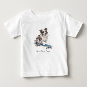 Bebé Camiseta de Border Collie con acuarela