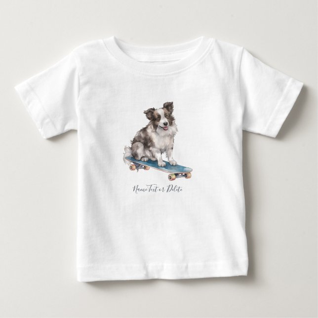 Bebé Camiseta de Border Collie con acuarela (Anverso)
