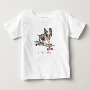 Bebé Camiseta de Boston Terrier con acuarela