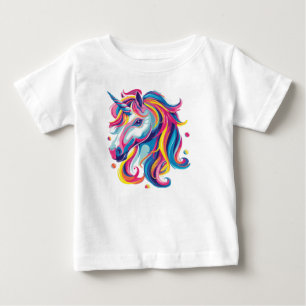 Bebé Camiseta de cabeza de unicornio neón vibrante Ll