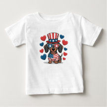 Camiseta de cachorro patriota lindo para niños
