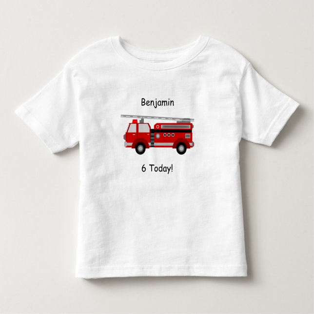 Bebé Camiseta de Camión de Fuego infantil con nombre y  (Anverso)