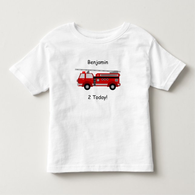 Bebé Camiseta de Camión de Fuego infantil con nombre y  (Anverso)