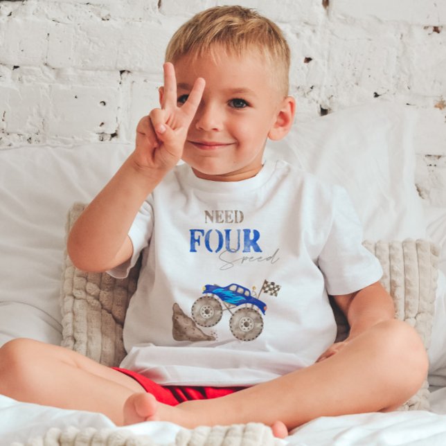 Bebé Camiseta de Camión Monstruo Need Four Speed Azul (Subido por el creador)