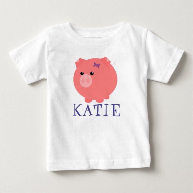 Bebé Camiseta De Cerdo De personalizable Cute Chubby (Anverso)