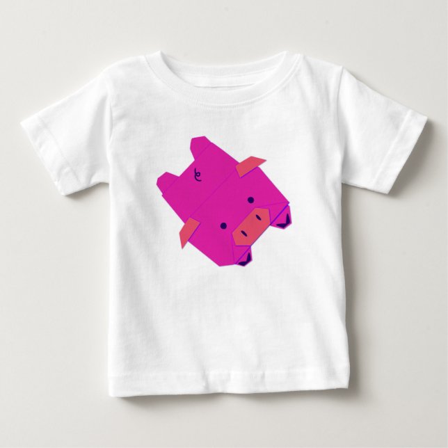 Bebé Camiseta de cerdo originami (Anverso)