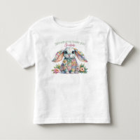 Camiseta de conejo con orejas caídas de patchwork