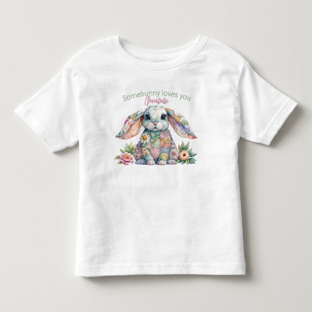 Bebé Camiseta de conejo con orejas caídas de patchwork (Anverso)