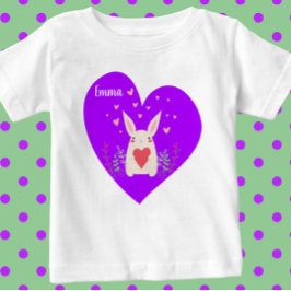 Bebé Camiseta de conejo dulce con corazones