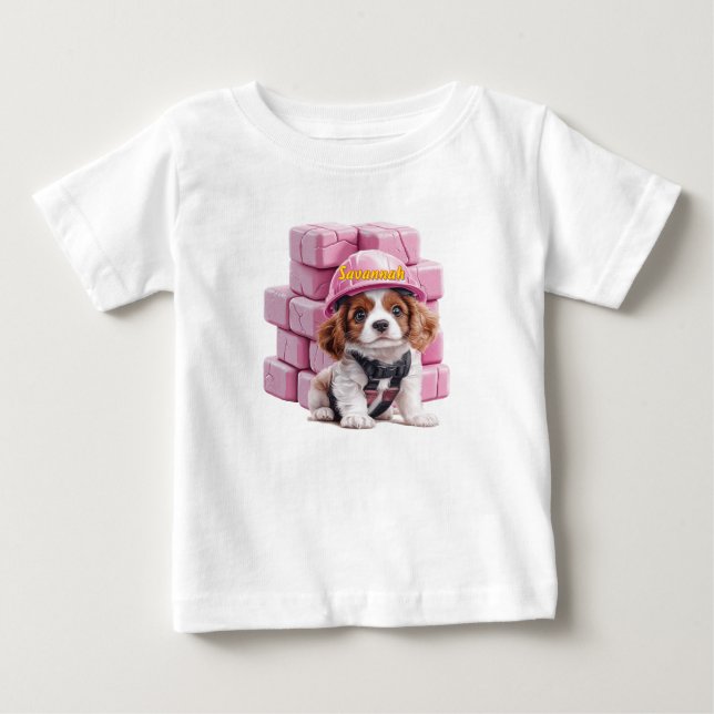 Bebé Camiseta de Construcción de Cachorro Cavalier Pers (Anverso)