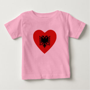 Bebé Camiseta de Corazón de Bandera de Albania