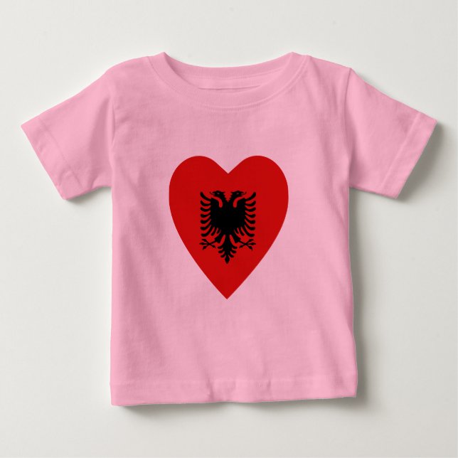 Bebé Camiseta de Corazón de Bandera de Albania (Anverso)