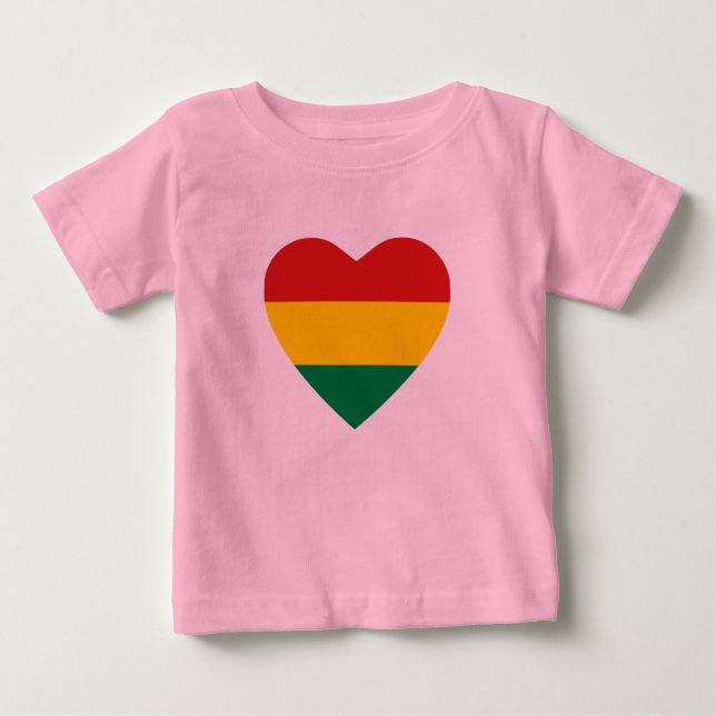 Bebé Camiseta de Corazón de Bandera de Bolivia (Anverso)