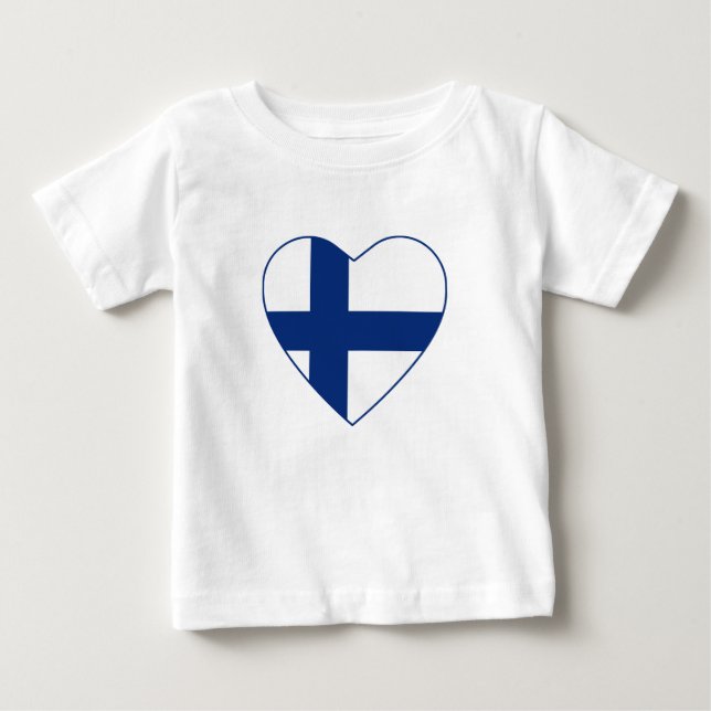 Bebé Camiseta de Corazón de Bandera de Finlandia (Anverso)