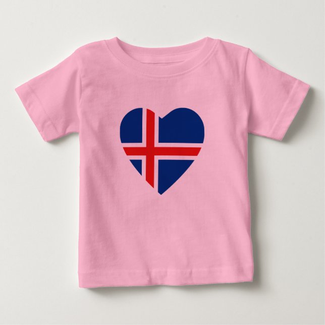 Bebé Camiseta de Corazón de Bandera de Islandia (Anverso)