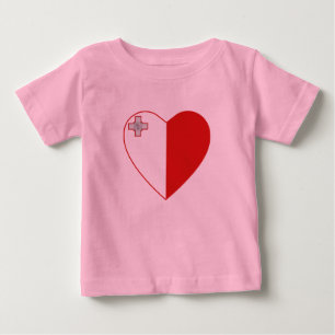 Bebé Camiseta de Corazón de Bandera de Malta