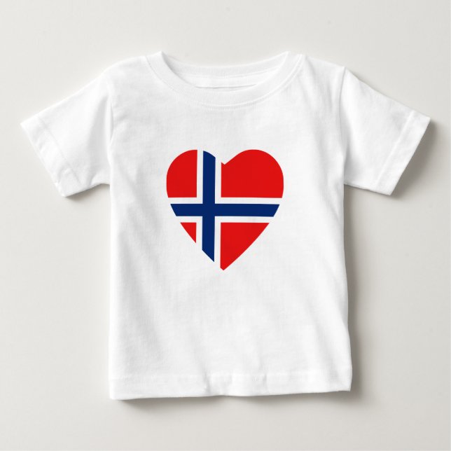 Bebé Camiseta de Corazón de Bandera de Noruega (Anverso)