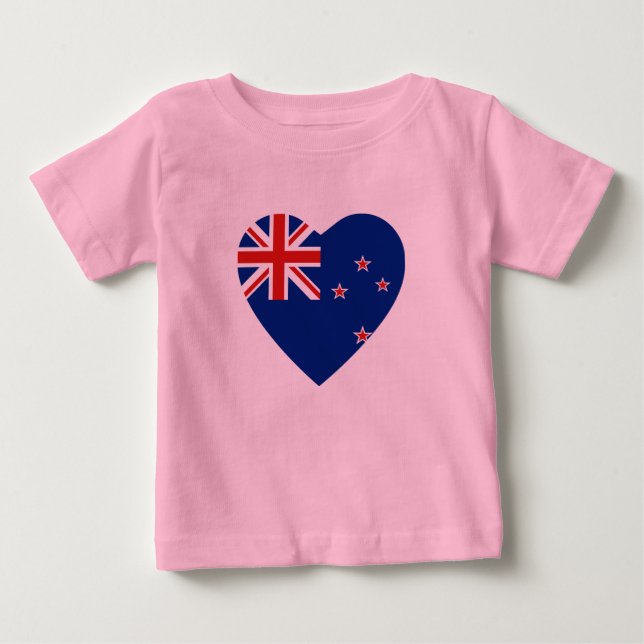 Bebé Camiseta de Corazón de Bandera de Nueva Zelanda (Anverso)