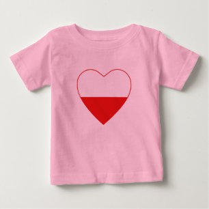 Bebé Camiseta de Corazón de Bandera de Polonia