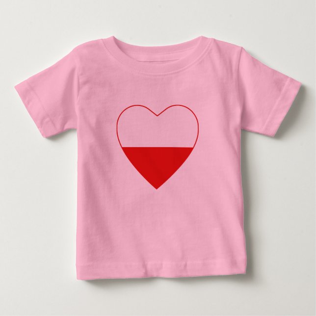 Bebé Camiseta de Corazón de Bandera de Polonia (Anverso)