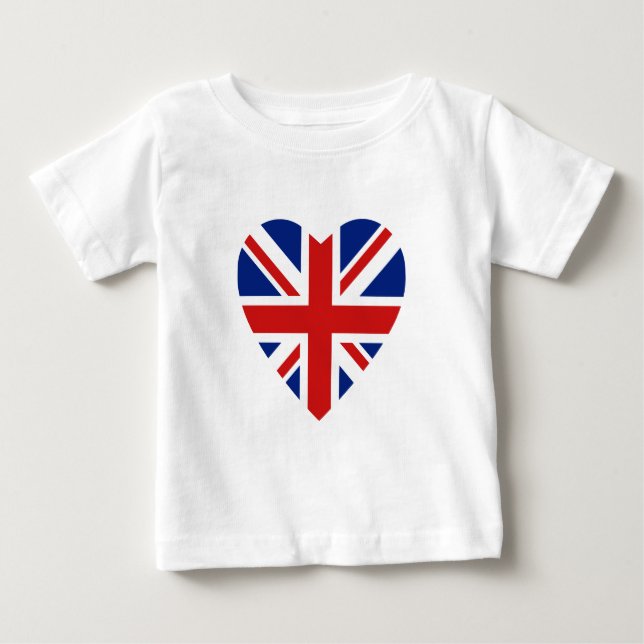 Bebé Camiseta de Corazón de Bandera del Reino Unido (Anverso)
