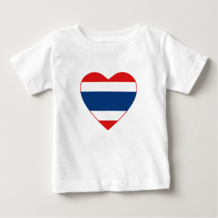 Bebé Camiseta de corazón de la bandera de Tailandia