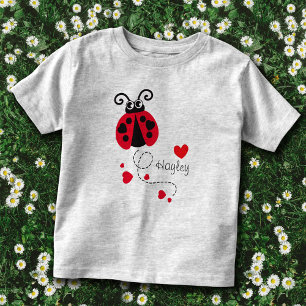 Bebé Camiseta de corazón rojo de mariquita voladora