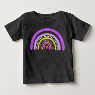 Bebé Camiseta de corazones arcoíris boho doodle
