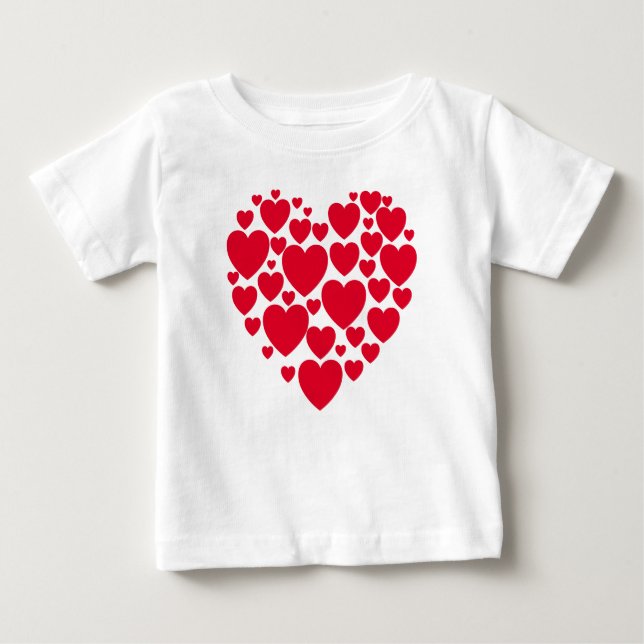 Bebé Camiseta de corazones rojos (Anverso)