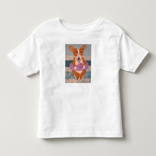 Bebé Camiseta de Corgi en la Playa (Anverso)