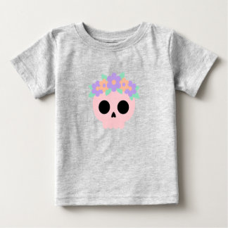 Bebé Camiseta de cráneo floral pastel con corona de flo