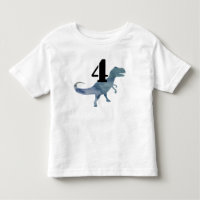 Camiseta de cuatro cumpleaños de dinosaurio azul T