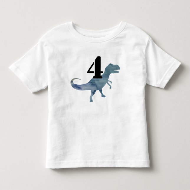 Bebé Camiseta de cuatro cumpleaños de dinosaurio azul T (Anverso)