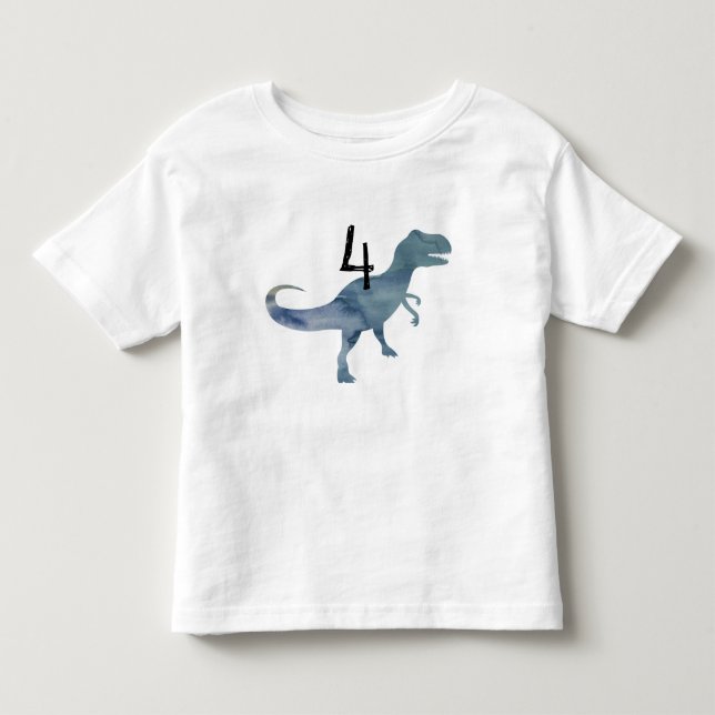 Bebé Camiseta de cuatro cumpleaños de dinosaurio azul T (Anverso)