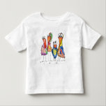 Bebé Camiseta de cuatro pájaros coloridos y mullidos<br><div class="desc">Este es un original cuadro de medios mixtos de cuatro pájaros brillantes y coloridos.</div>